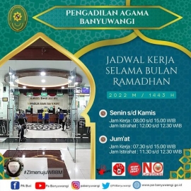 Jadwal Jam Kerja PA Banyuwangi selama Bulan Ramadhan